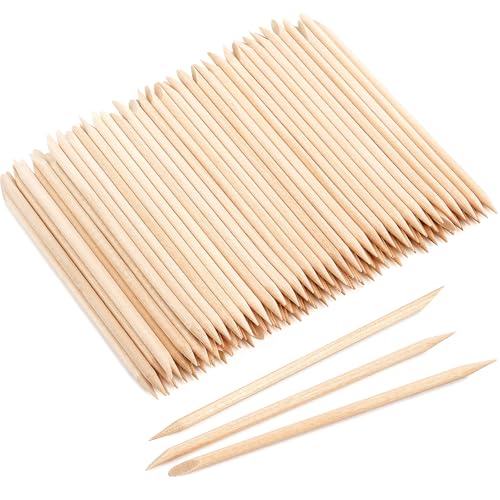 600 Pcs Wooden Cuticle Sticks - Double Sided Orange Wood Nail Sticks (4.5 in)