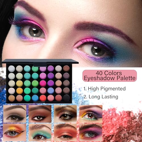 40-Color Eyeshadow Makeup Set with Foundation, Brushes & Bag