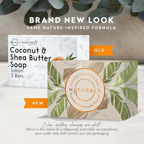 O NATURALS 3-Pack Organic Soap Bar 4oz each Set - 100% Vegan Cold Process Body Wash Scented Premium Essential Handmade Soap - Natural Soaps for Men Women, Face, Body - Coconut and Shea Butter