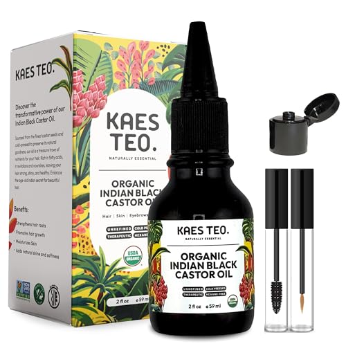 Kaes Teo Organic Black Castor Oil 2 Fl Oz – Cold-Pressed, Hexane-Free, 100% Pure