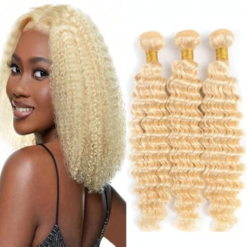 #613 Blonde Deep Wave Human Hair Bundles 12-16 Inch