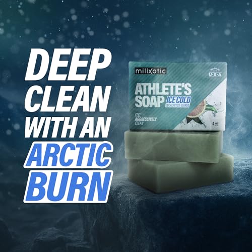 Athlete¡¯s Soap ? Ice Cold Mint-Eucalyptus Citrus Bar | Intense Cooling Clean | Shea Butter, Natural Oils | 4oz | Post-Workout Body Soap for Athletes | Made in USA