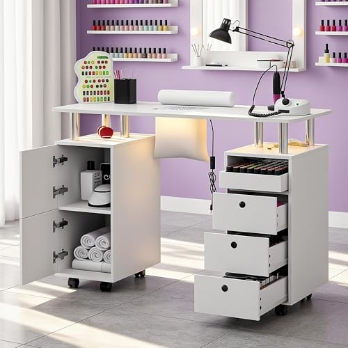 Professional Nail Desk w/ Electric Dust Collector & LED Lights
