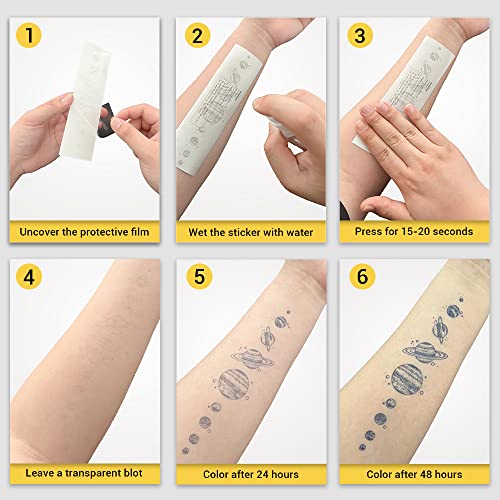 INKARTLINK Tattoo Tech,6 Sheets Small Semi Permanent Tattoo, Temporary Tattoos Adult, Last 1-2 Weeks, Waterproof, Realistic look, No Adhesive, No reflection (Lightning, Mountain Range）