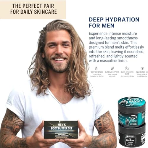 Body Butter for Men Pack of 2, Cologne Scented Moisturizer Gift Set for Men