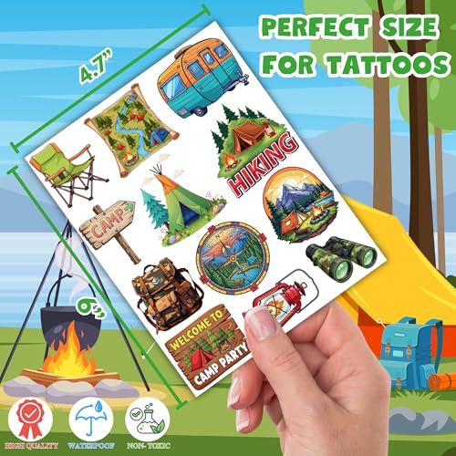 50pc Camping Temporary Tattoos for Kids - Party Favors