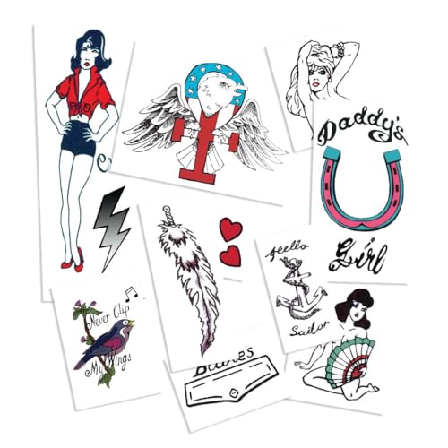 Retro Jazz Temporary Tattoo Set - 10 Sheets
