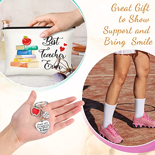 Pasimy 24 Pcs Thank You Gifts for Women Teacher Appreciation Gifts Set, Socks, Makeup Bags, Inspirational Notepads, Keychains, Thank You for Helping Me Grow(Delicate)