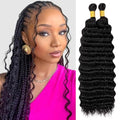 EERYA Deep Wave Crochet Braiding Hair 18 Inch 2 Pack