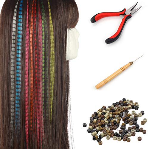 SARLA Feather Hair Extensions 16 Inch 100 Pcs I-Tip Synthetic