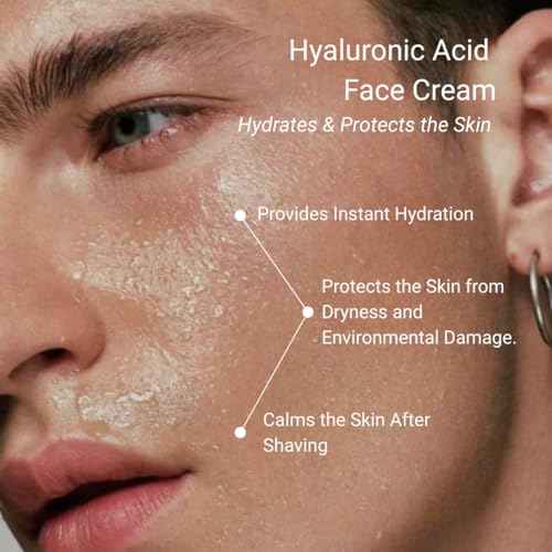 THAROS Men's Hyaluronic Acid Face Cream, Moisture Guard, Hydrating & Calming, 1.7 fl.oz, Natural Origin. Vegan. Normal & Dry Skin