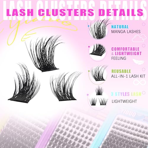 YIDUO Lash Clusters Kit - Volume, Manga & Dramatic Styles