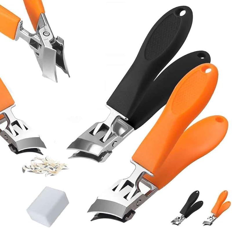 Wegodal Black & Orange Wide Jaw Opening Anti-Splash Slanted Nail Clipper for Fingernails & Toenails - 2025 Upgrade