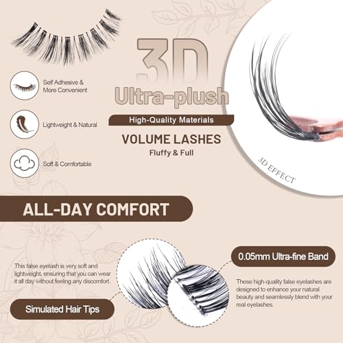 BS-MALL False Eyelashes ? Wispy Lashes 100% Handmade Natural Look, Reusable & Durable, Includes 5X Magnifying Mirror and Application Kit (Style02)