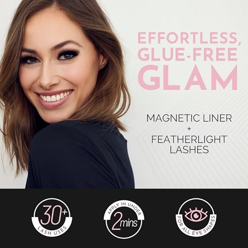 Luxillia 7-Piece Magnetic Eyelashes with Applicator & Magnetic Eyeliner Kit ? Reusable Natural Magnetic Lashes ? Easy Apply Lash Kit for Beginners ? Waterproof, Short & Dramatic Looks