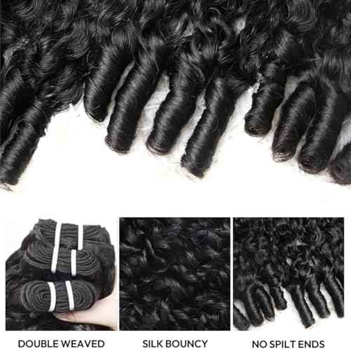 Burmese Curly Bundles Human Hair 4 bundles 100% Unprocessed Quick Weave 3c4a Water Wave with Spiral Curly End Real Human Hair Extensions Natural Color (12 12 12 12 inch)