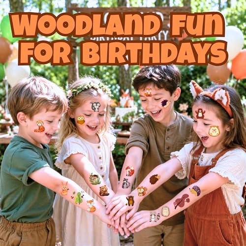 96pc Woodland Animal Temporary Tattoos for Kids - Pre-Cut
