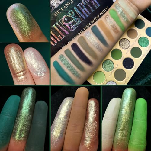 Olive Green Eyeshadow Palette - 12 Colors Pigmented Matte & Shimmer