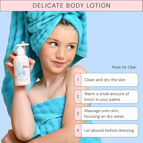Delicate Body Lotion with Camomile, Sweet Almond and Shea Butter, 200ml Naturally Gentle Kids and Baby Moisturiser Cream, Dermatologically Tested for All Skin Care Types