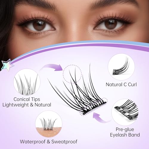 Self Adhesive Lash Clusters 132pcs 10-12mm Natural Eyelashes