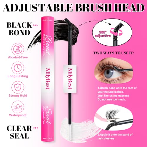 MilyBest D-Curl Lash Clusters Kit - 200D Volume, 10-20mm