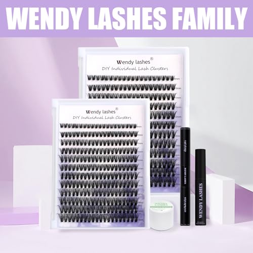 WENDY Lashes Clusters D Curl Lash Clusters 40D DIY Eyelash Clusters 8-16mm Cluster Eyelash Extensions Black Cluster Lashes Wispy Soft Individual Lashes Reusable At Home(40D-D,8-16mm Mixed)