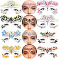 Mermaid Face Jewels Stick On - 8 Sets Self-Adhesive Festival Gems