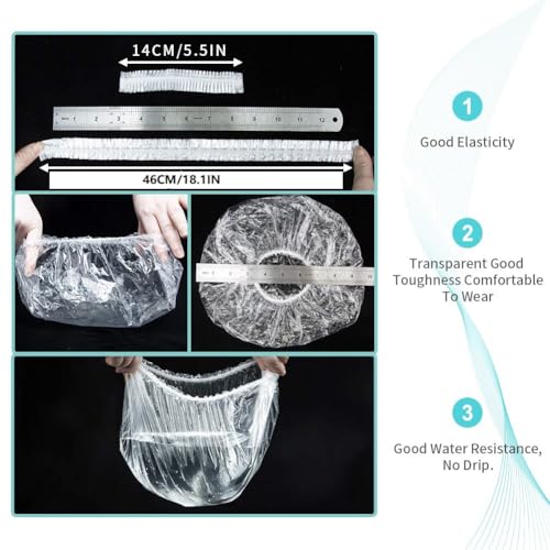 Medium 30pcs Disposable Waterproof Shower Caps - Clear Elastic Bath Caps for Women Men Spa Travel