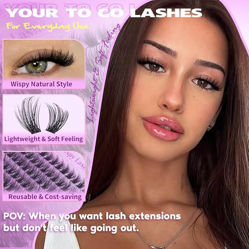 EYDEVRO Wispy Lash Clusters Natural Eyelash Clusters 9-18mm Cluster Eyelash Extensions CD Curvature 192 Pcs Manga Cluster Lashes Individual Lashes DIY Lash Extensions