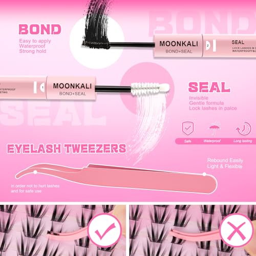 MOONKALI Cat Eye Lash Clusters Kit with Bond & Seal Glue