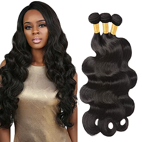 Brazilian Body Wave Hair Bundles 30-34" #1B Black 3-Pack