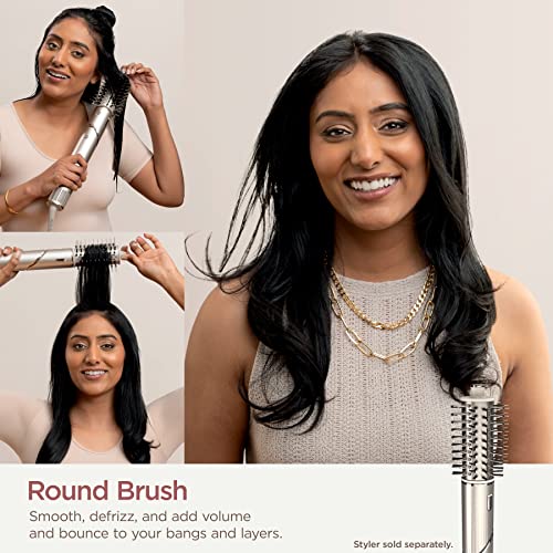 Shark FlexStyle Round Hot Air Brush Attachment for Blow Dryers, Hair Styling Tool for Straight, Wavy, Curly, and Coily Hair, Stone