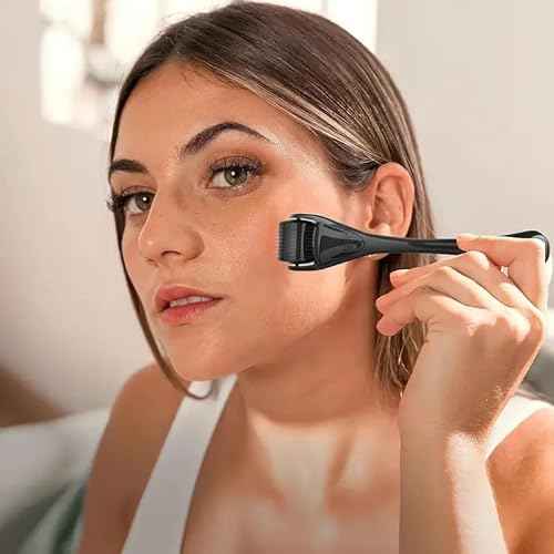 Boolavard Derma Roller Microneedle Roller for Face with 3 Different Size(0.2mm, 0.25mm, 0.3mm) Beard Roller, Hair Face Skin Micro Needle Face Roller Scalp Roller