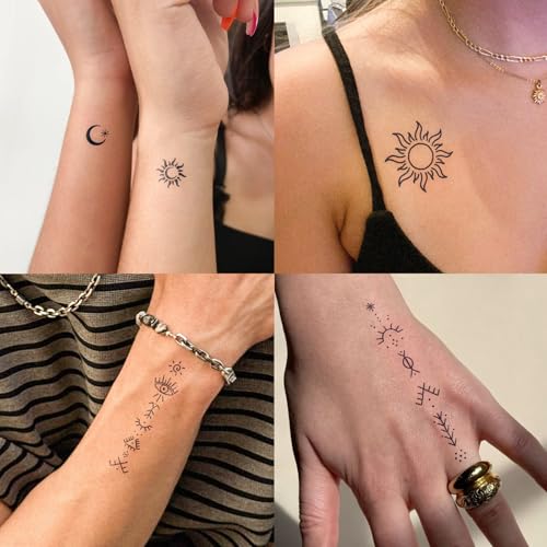 Sun & Moon Semi Permanent Tattoo - 2 Sheets, 1-2 Weeks