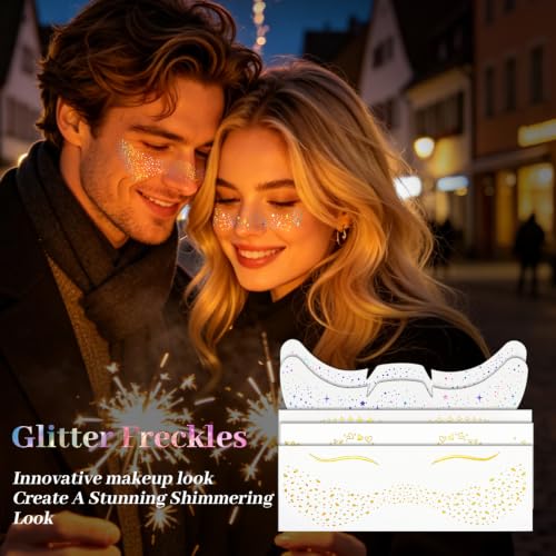 Glitter Freckles Face Tattoos - 30 Pcs Waterproof Sparkle