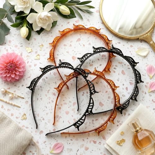 Headband with Clips for Bangs - 4 Pack DIY Hairpin Two-Layer With 8 Teeth