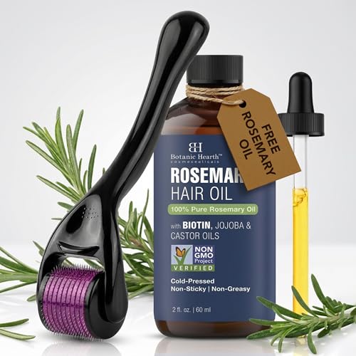 Rosemary Hair Oil with Derma Roller - 2 oz Biotin Blend