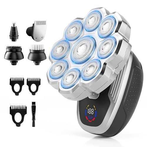 Electric Razor for Men,Head Shavers for Bald Men,9D Floating with Magnetic Razors,5-in-1 Head Shaver,Wet & Dry Electric Razor for Home & Travel