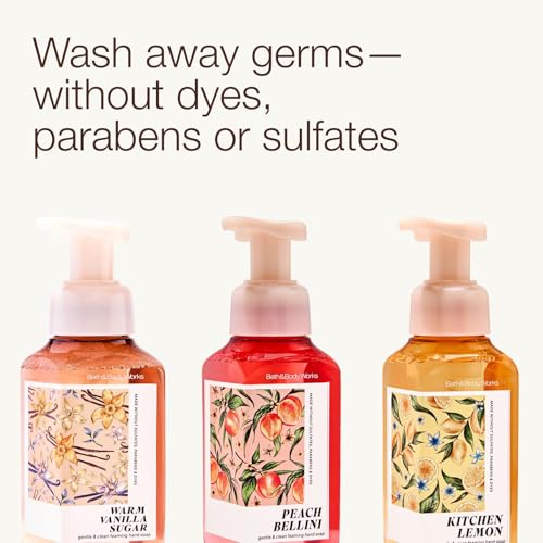 Bath & Body Works Foaming Hand Soap 3-Pack - Warm Vanilla Sugar, Peach Bellini & Kitchen Lemon