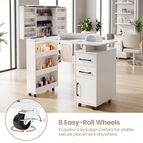 HolaiNail Manicure Table with Dust Collector & LED Light