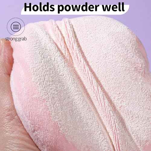 Teenitor 2Pcs 5Inch Pink Body Powder Puff, Powder Puff for Body Powder, Soft Velour Puff Pink