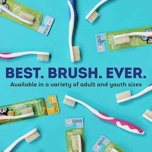 MOUTHWATCHERS Soft Flossing Toothbrushes for Kids, Blue, Ultra Clean Manual Toothbrush for Sensitive Teeth & Gums, by Dr. Plotka