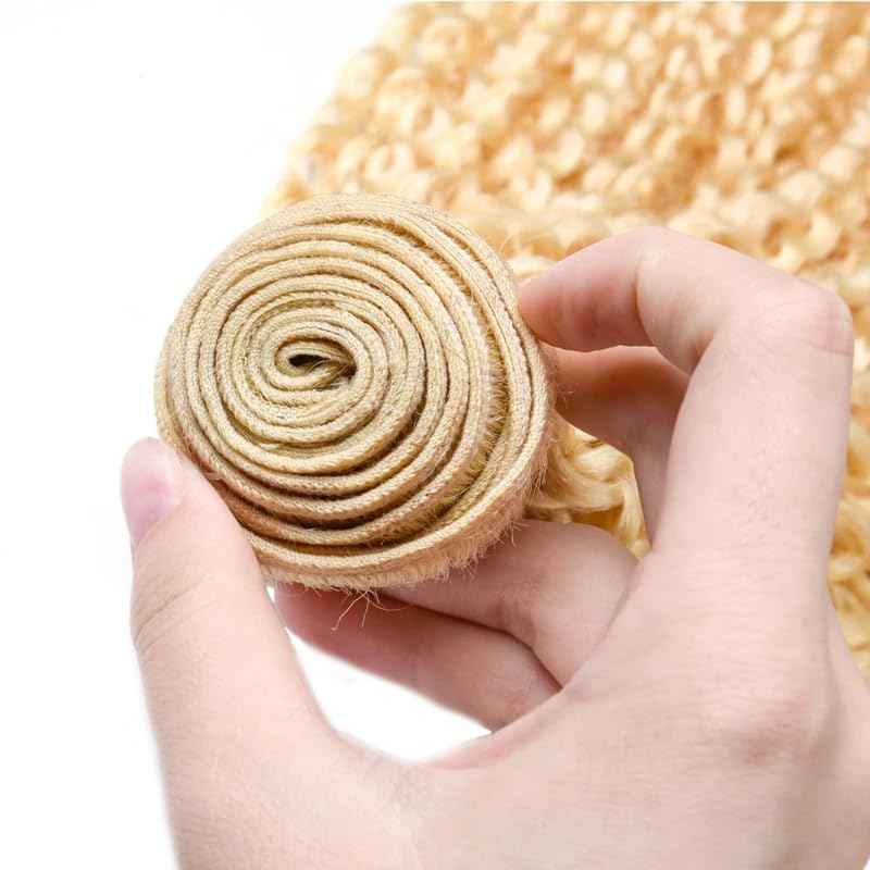 Blonde Curly Bundles 613 Honey Blonde Human Hair Bundles 14 16 18 Inch Brazilian Virgin Remy Hair Extensions 613 Kinky Curly Bundle Double Weft