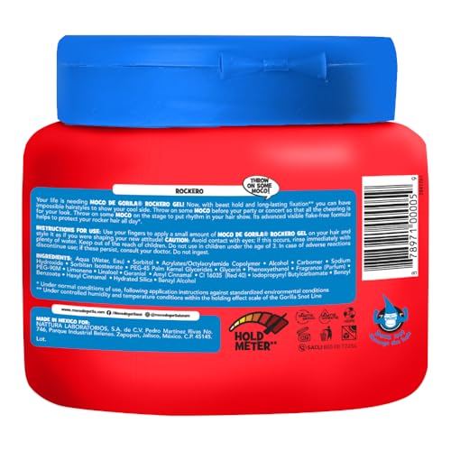 Moco de Gorila Rockero, Hair Styling Gel, Gives your Hairstyle a Long-Lasting Effect, Reactivate with Water, High Fixation, 3-Pack of 9.52 Oz Each, 3 Jars