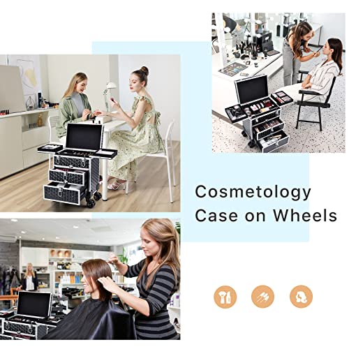 Professional Rolling Makeup Case with Drawers & 360° Wheels