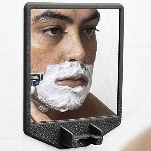 TOOLETRIES The Joseph Shower Mirror for Shaving - Silicone Razor Holder for Shower, Stlyish Bathroom Shower Accessory - Features Silicone-Grip, Removable & Reusable - Charcoal