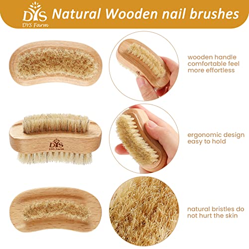 Natural Wooden Nail Brush Set with Boar Bristles for Hands & Feet