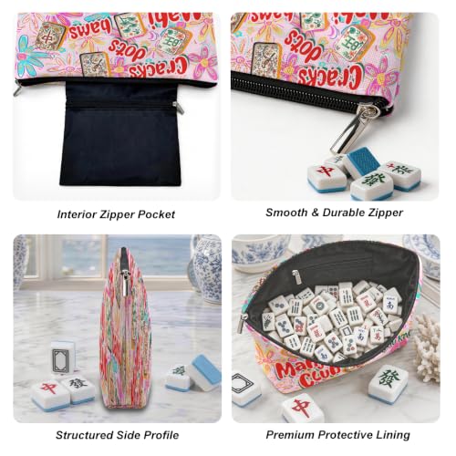 Boho Floral Mahjong Tile Bag - Durable Makeup Organizer