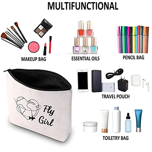 G2TUP F G Makeup Bag Flight Attendant Cosmetic Bag Airplane Attendant Gift Cabin Crew Gift Stewardess Makeup Travel Pouch with Zipper
