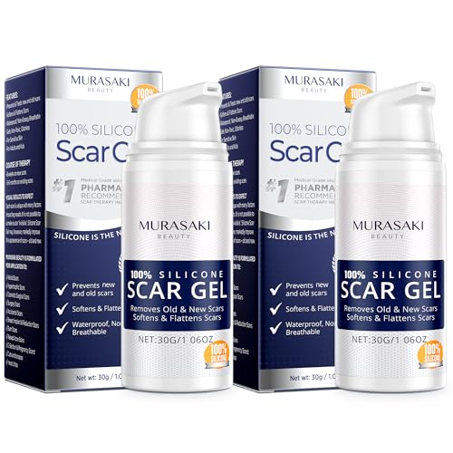 100% Silicone Scar Gel 2 Pack: 2 x 1.06oz Tubes for Surgical Scars, C-Section, Acne, Keloids, Burns, Stretch Marks ? Advanced Scar Treatment for Old & New Scars